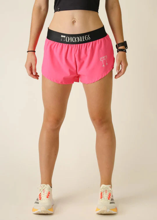 Chicknlegs Women's Neon Pink 1.5" Split Shorts - M