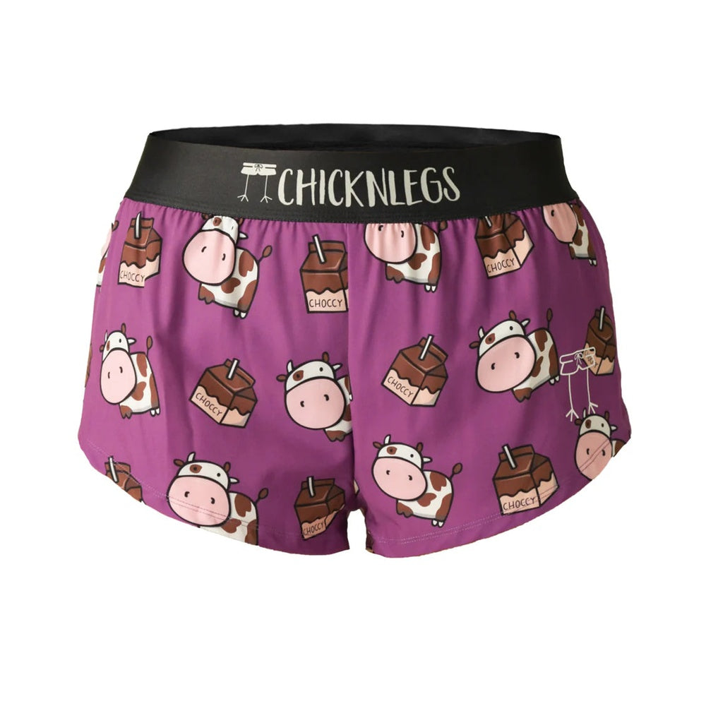 Chicknlegs Women's Choccy Cows 1.5" Split Shorts - XS