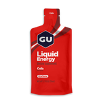 GU Liquid Energy cola flavored dietary supplement packet in red packaging