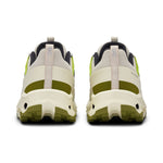 On Cloudhorizon running shoes in chalk and seedling colorway, rear view showing sole
