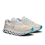 On Cloudstratus 3 women's running shoes in cream and arctic colorway