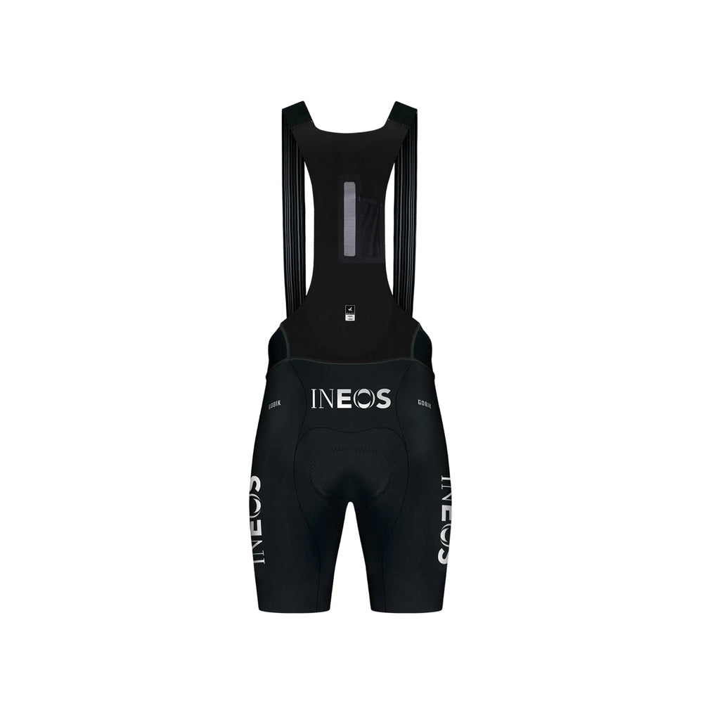 Gobik Lancer men's cycling bib shorts in black with INEOS Grenadiers team branding