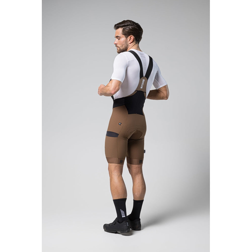 Gobik Grit Bib Short Men's in toffee brown color with black suspenders
