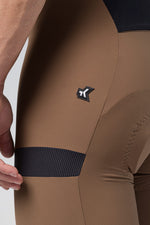 Gobik Grit Men's cycling bib shorts in toffee brown with black mesh details