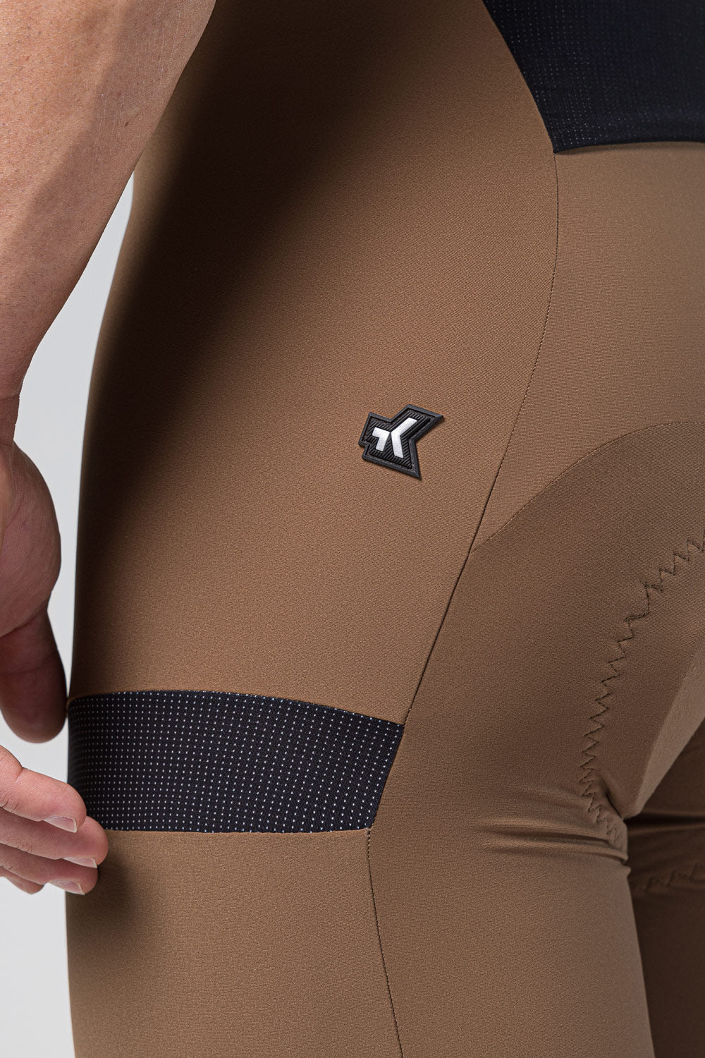 Gobik Grit Men's cycling bib shorts in toffee brown with black mesh details