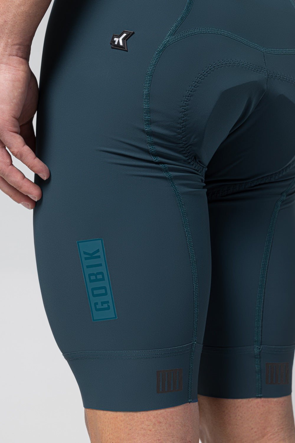 Gobik Matt 2.0 men's bib shorts in corsair blue with chamois padding detail