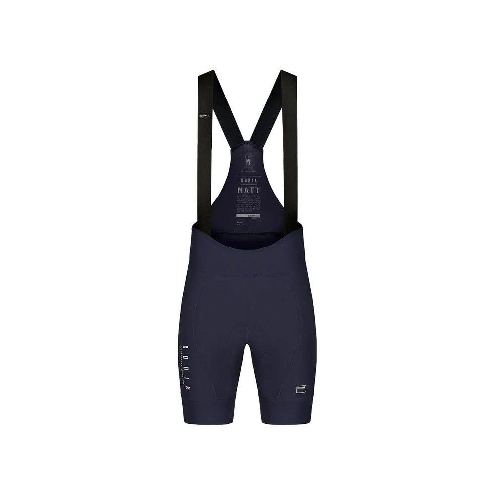 Gobik Matt cycling bib shorts in navy blue with shoulder straps