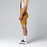 Gobik Matt Compact Men's Bibshort in Turmeric yellow with white jersey and cycling shoes