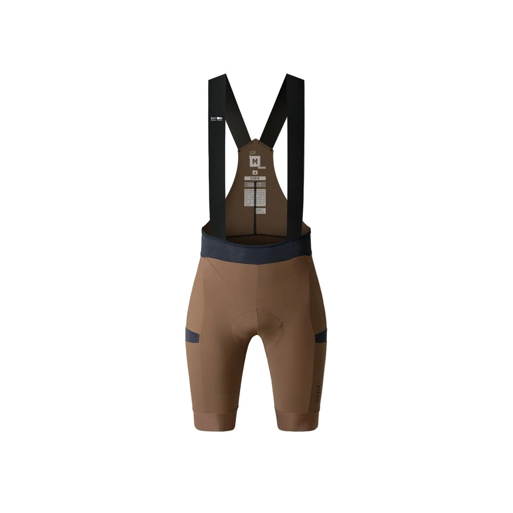 Gobik Grit Women's cycling bib shorts in toffee brown color with black suspenders