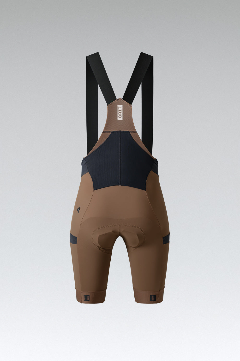 Gobik Grit women's cycling bib shorts in toffee color with navy blue panels