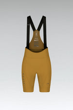 Gobik Matt Women's Bib Shorts in Turmeric yellow with black shoulder straps