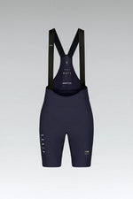 Gobik Matt women's bib shorts in ultrablue with black shoulder straps and professional studio lighting