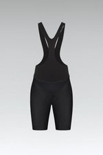 Black Gobik Ultralite women's cycling bib shorts with suspender straps on gray background