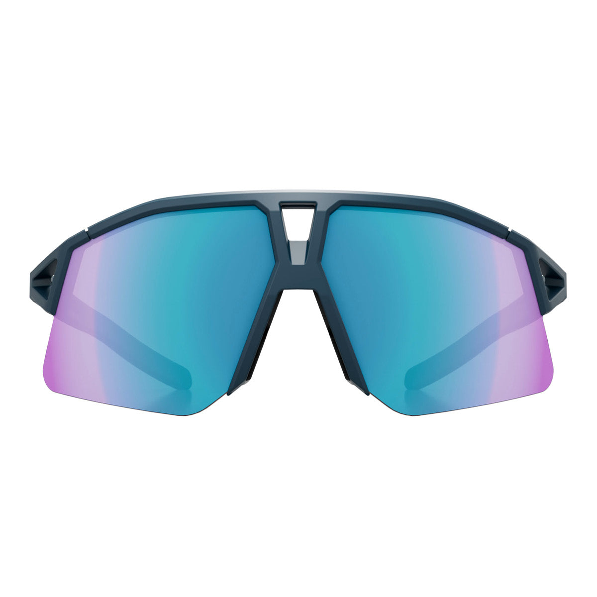 KOO HYPE cycling sunglasses with dark blue matt frame and turquoise mirror lenses