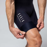 Gobik Matt Compact Men's Bibshort in Ultrablue showing leg gripper detail and brand logo