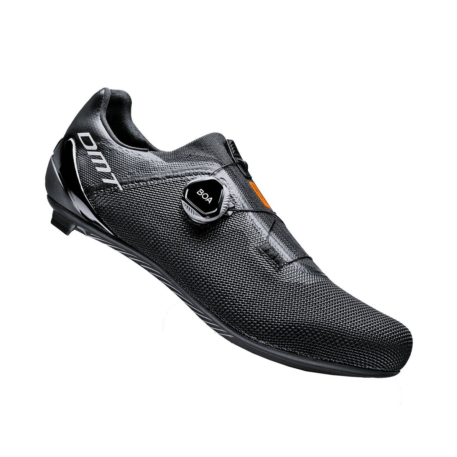 DMT KR4 road cycling shoes in black with yellow fluo accents and BOA closure system
