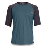 Dakine Dropout short sleeve jersey in teal with dark sleeves and orange logo