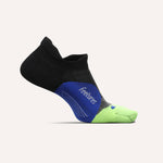 Feetures Elite Light Cushion Tab running sock in black, blue, and green colorway
