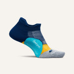 Feetures Elite Light Cushion Tab sock in navy blue colorblock design