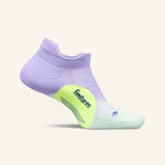 Feetures Elite Light Cushion Tab sock in lavender purple with neon accents