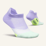 Feetures Elite Light Cushion Tab socks in lavender purple with colorful accents
