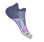 Feetures Elite Light Cushion Tab sock in tech blue with purple accents