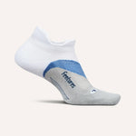 Feetures Elite Light Cushion Tab sock in white with blue accent