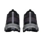 On Cloudhorizon running shoes in black and alloy colorway, rear view showing heel design