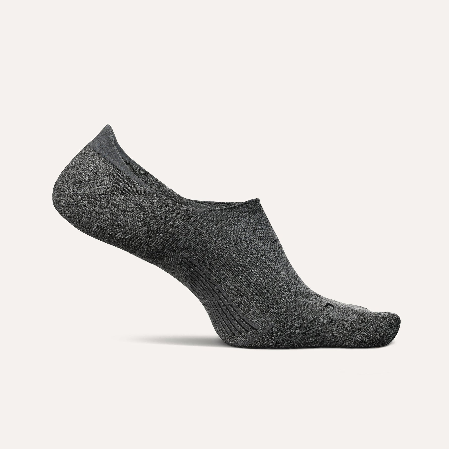 Feetures Elite Light Cushion Invisible sock in charcoal gray heathered pattern