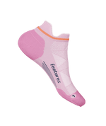 Feetures Elite Max Cushion Tab running sock in lavender pink with orange stripe