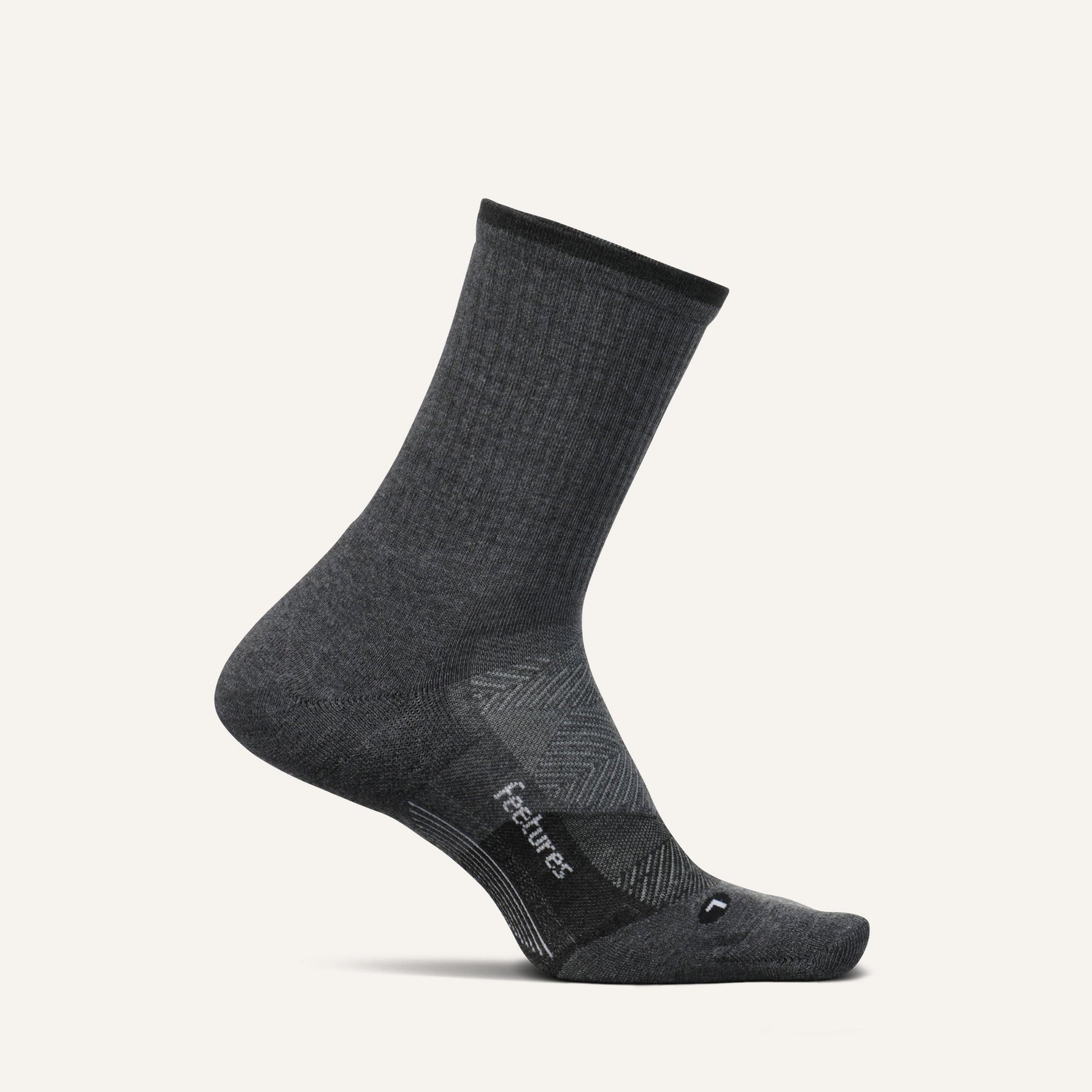 Feetures Trail Max Cushion Mini Crew sock in charcoal gray