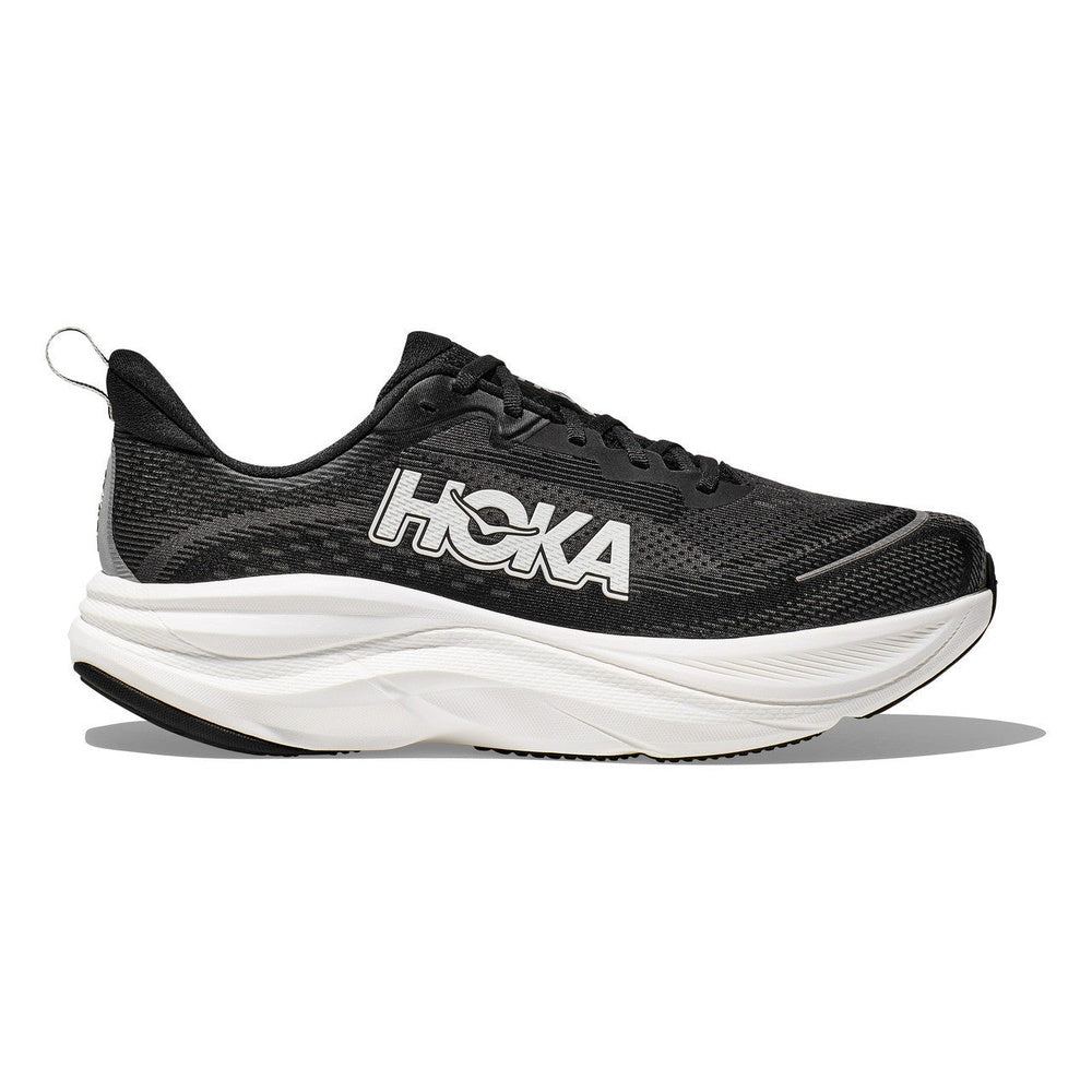 HOKA Skyflow men's running shoe in black and white colorway