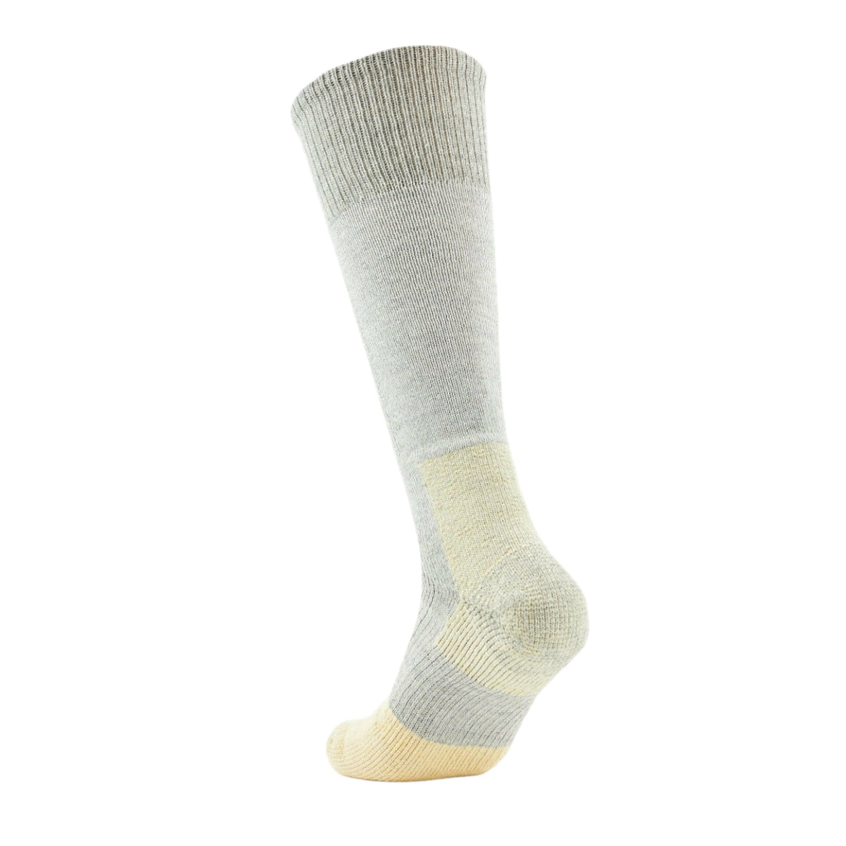 Thorlos over-calf hunting sock in grey with cushioned cream heel and toe
