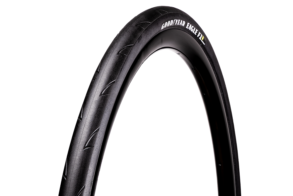 Goodyear Eagle black bicycle tire showing tread pattern on clean white background