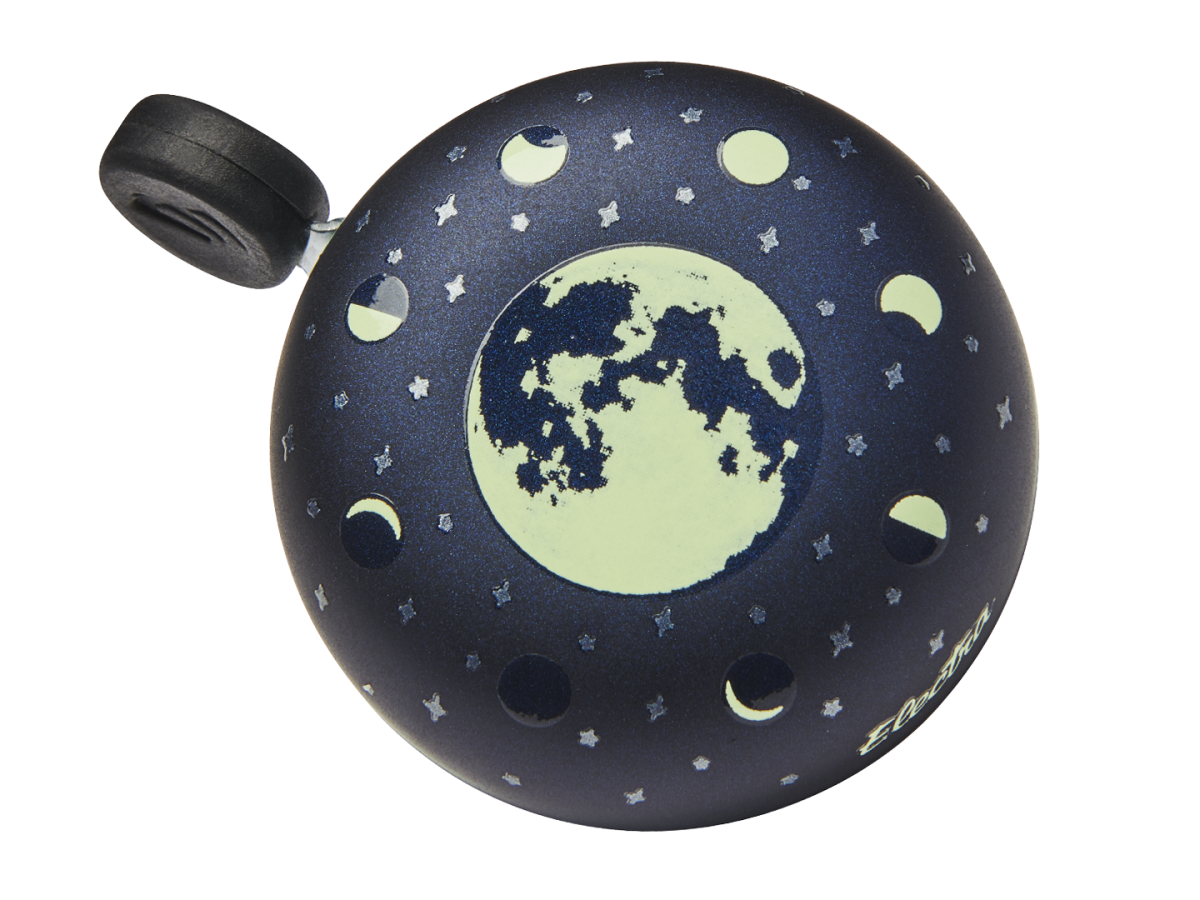 Electra bicycle bell with dark blue lunar celestial design featuring moon phases and stars
