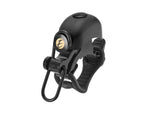Electra Pinger bicycle bell in matte black with brass logo and handlebar clamp