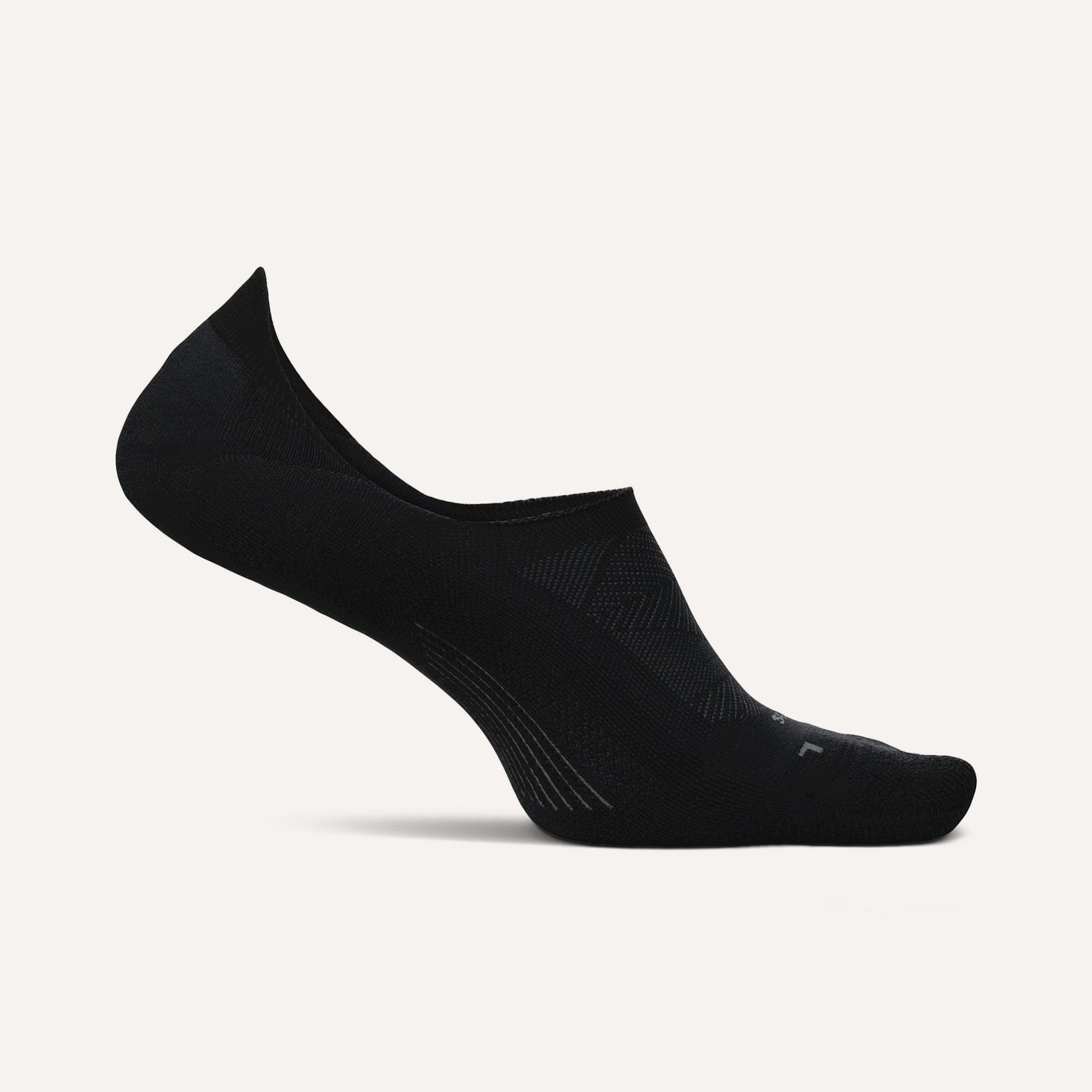 Feetures Elite Light Cushion Invisible no-show sock in solid black color