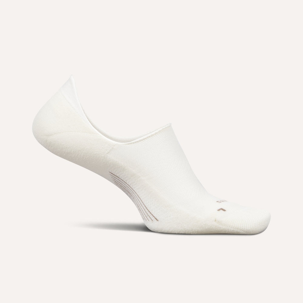 White Feetures Elite Light Cushion invisible no-show sock on clean background