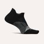 Black Feetures Elite Light Cushion Tab athletic running sock with gray gradient design