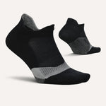 Feetures Elite Light Cushion Tab running socks in black with gray mesh panels
