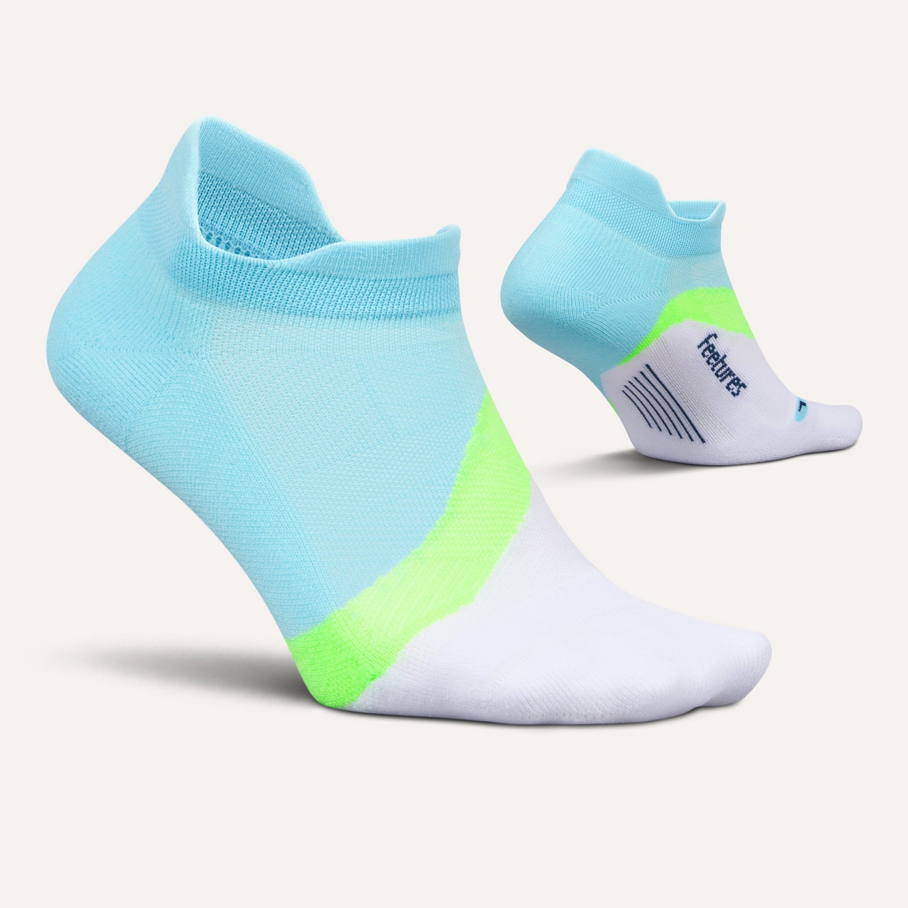Feetures Elite Light Cushion Tab running socks in boost blue colorway