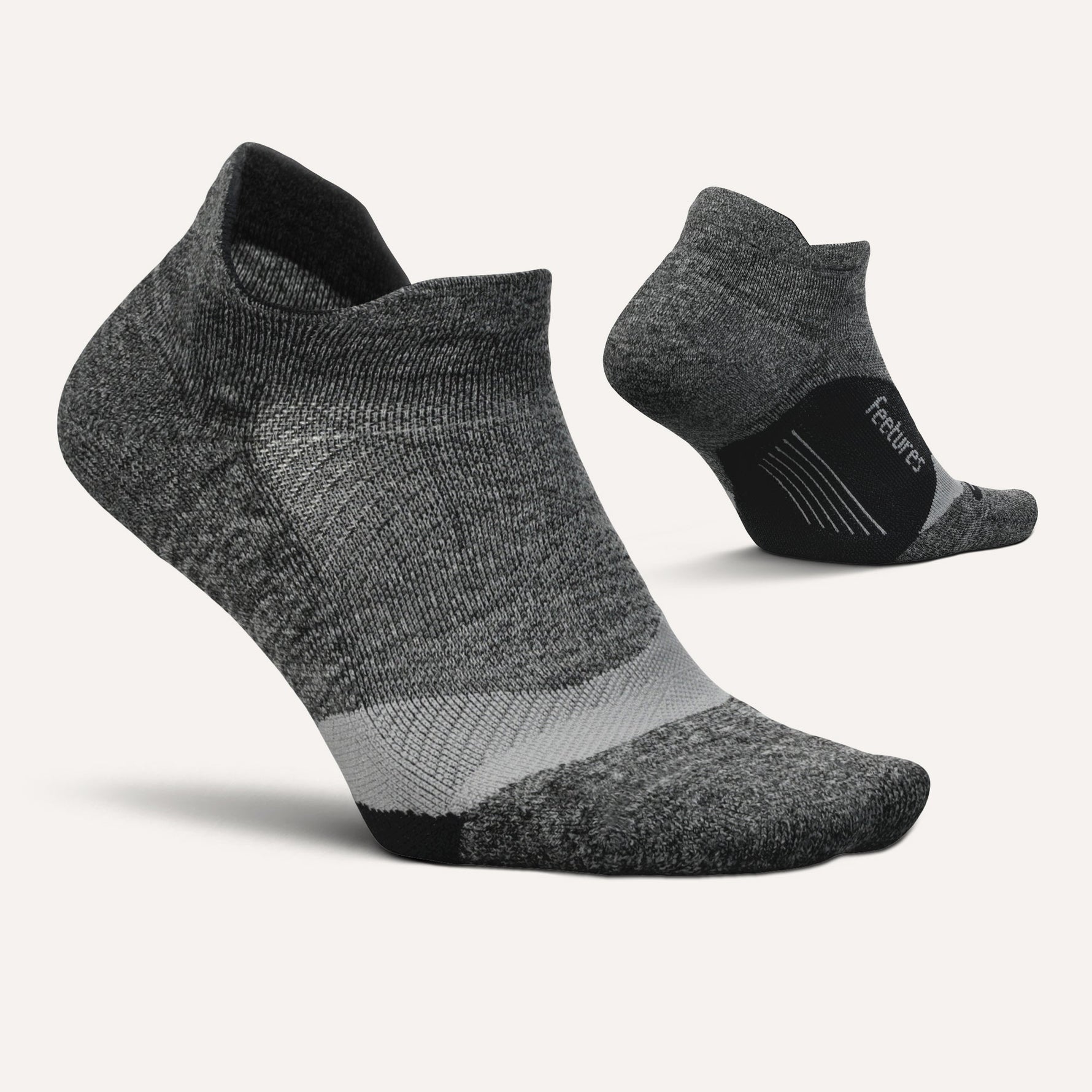 Feetures Elite Light Cushion Tab running socks in dark gray colorway