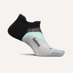 Feetures Elite Light Cushion Tab sock in black with mint and white accents