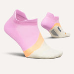 Feetures Elite Light Cushion Tab socks in Propulsion Pink with gradient accent