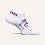 Feetures Elite Light Cushion Tab white ankle sock with patriotic stripes