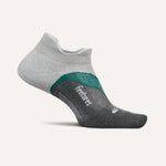Feetures Elite Light Cushion Tab running sock in grey with teal accent stripe