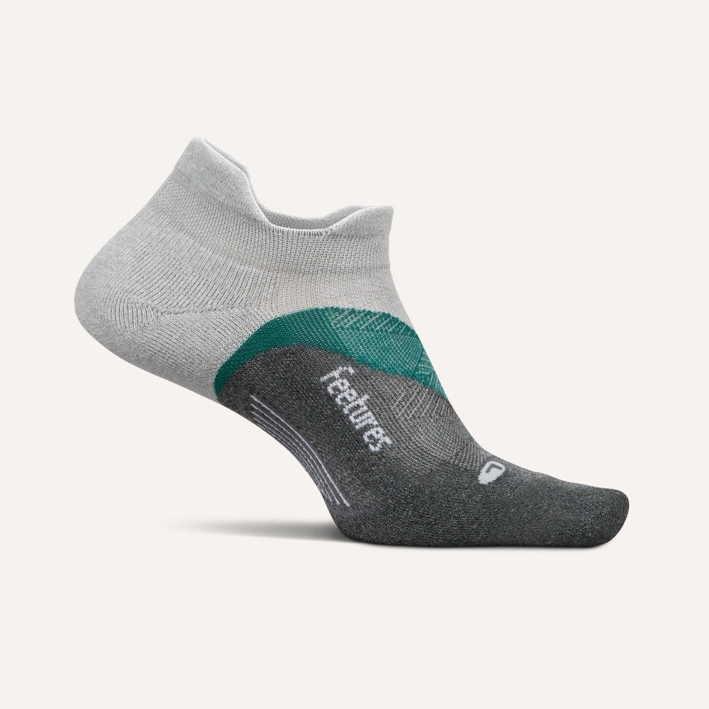 Feetures Elite Light Cushion No Show Tab sock in Stone Ivy colorway, side view