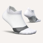 Feetures Elite Light Cushion Tab no-show running socks in white and grey