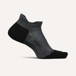 Feetures Elite Max Cushion Tab running sock in grey with black accents