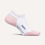 Feetures Elite Max Cushion Tab no-show sock in white and rose pink